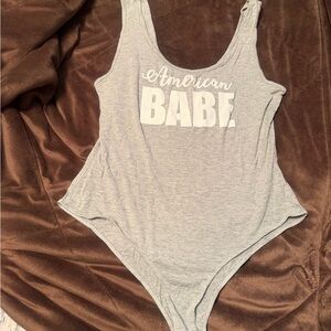 Gray 'American Babe' Bodysuit